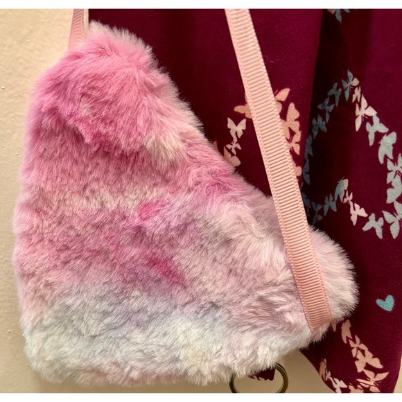 RMLA Burgundy Toddler Dress Butterfly Hearts Fluffy Tie Dyed Purse 2T 3T 4T - Picture 3 of 7